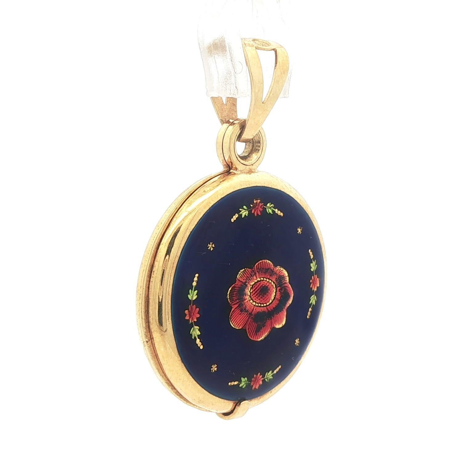 Ciondolo girevole d'epoca UnoAErre in oro blu e smalto colorato in vendita 1