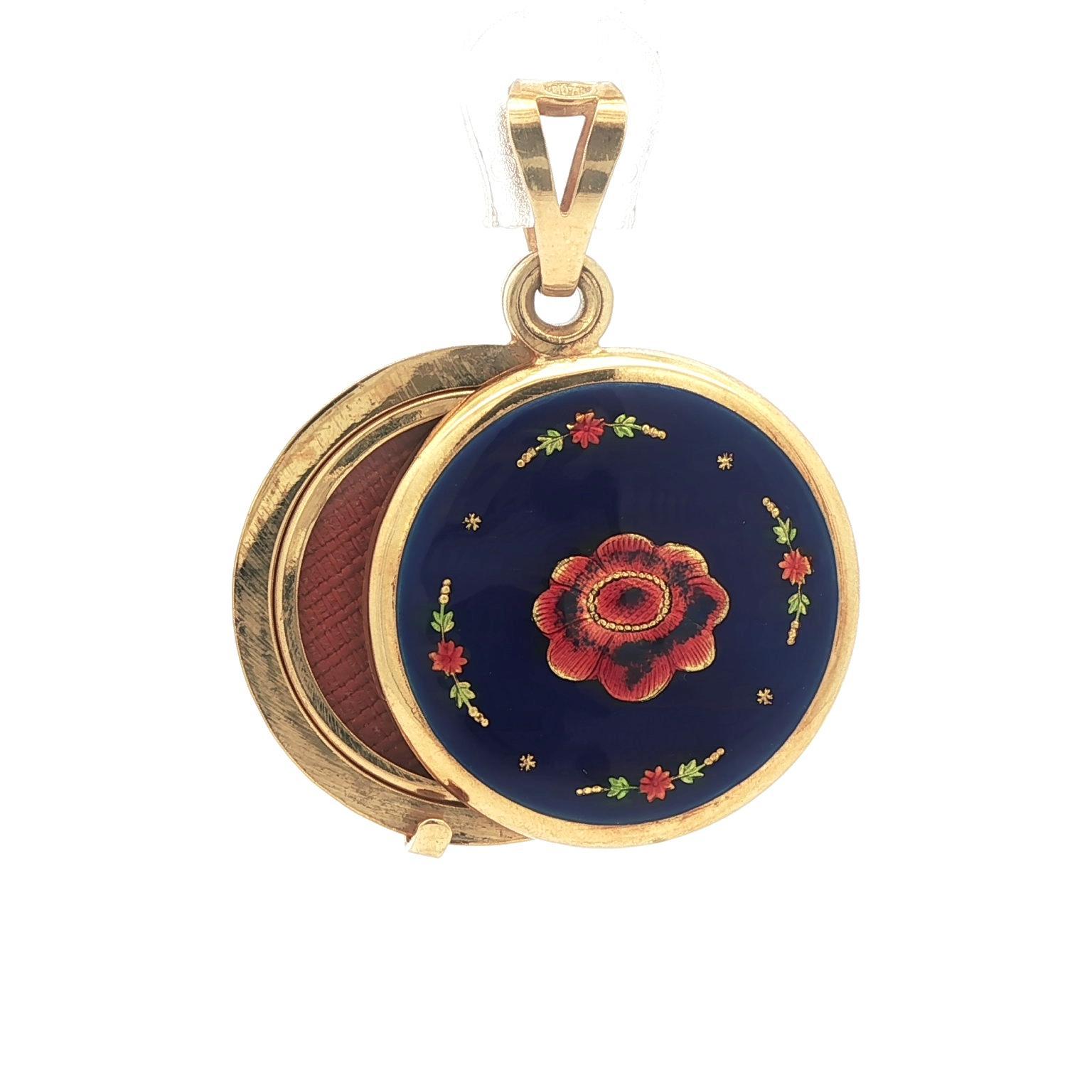 Ciondolo girevole d'epoca UnoAErre in oro blu e smalto colorato in vendita 4