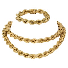 Ensemble de colliers et de bracelets vintage UnoAErre en chaîne de corde dorée