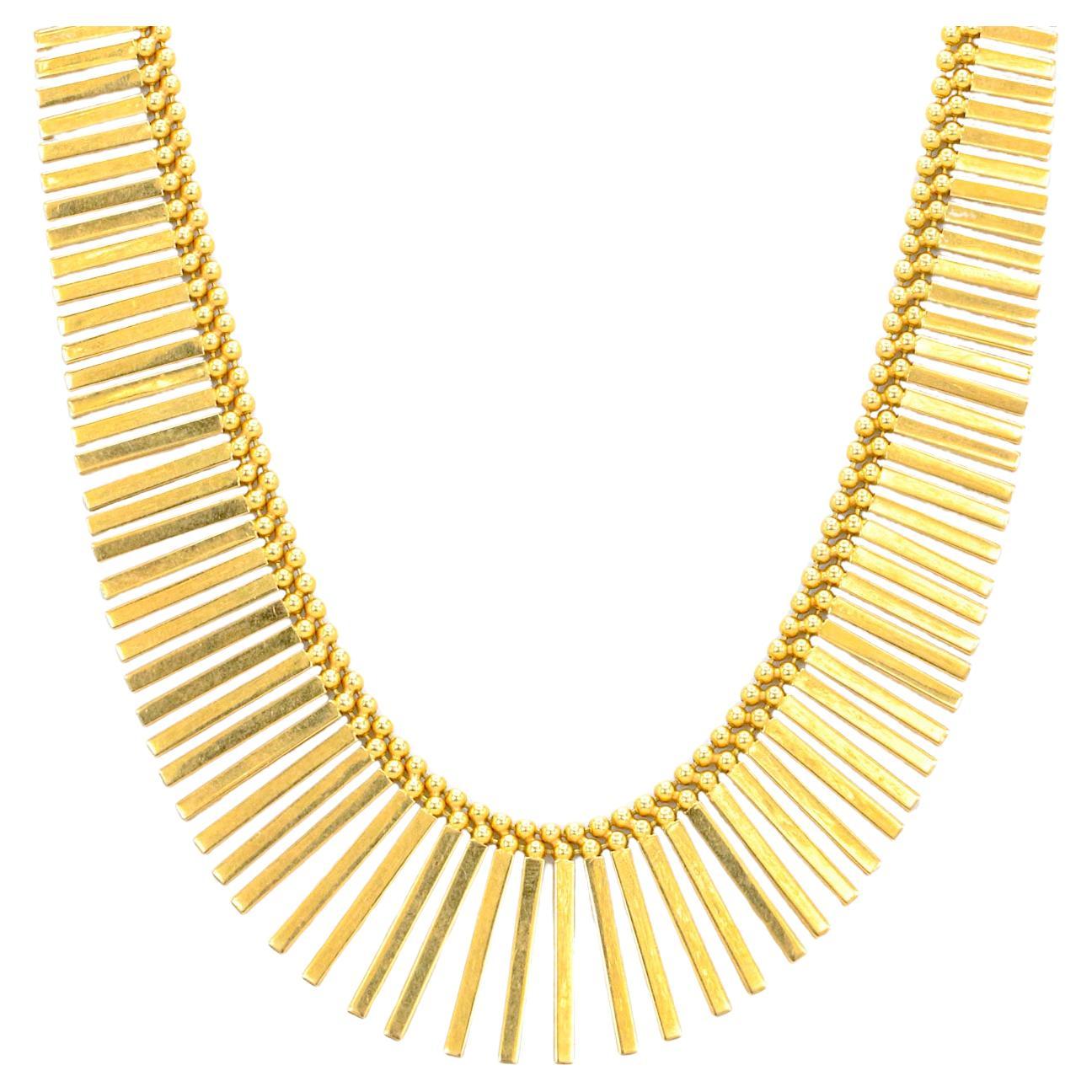 Collar italiano vintage UnoAErre de flecos de oro amarillo de 18 quilates