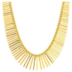 Vintage UnoAErre Italian 18K Yellow Gold Fringe Necklace