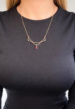 Vintage UnoAErre Italian 9ct Gold Ruby & Diamond Necklace