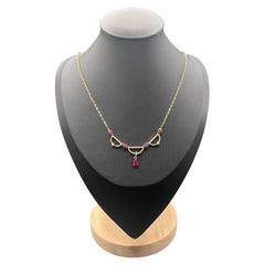 Vintage UnoAErre Italian 9ct Gold Ruby & Diamond Necklace
