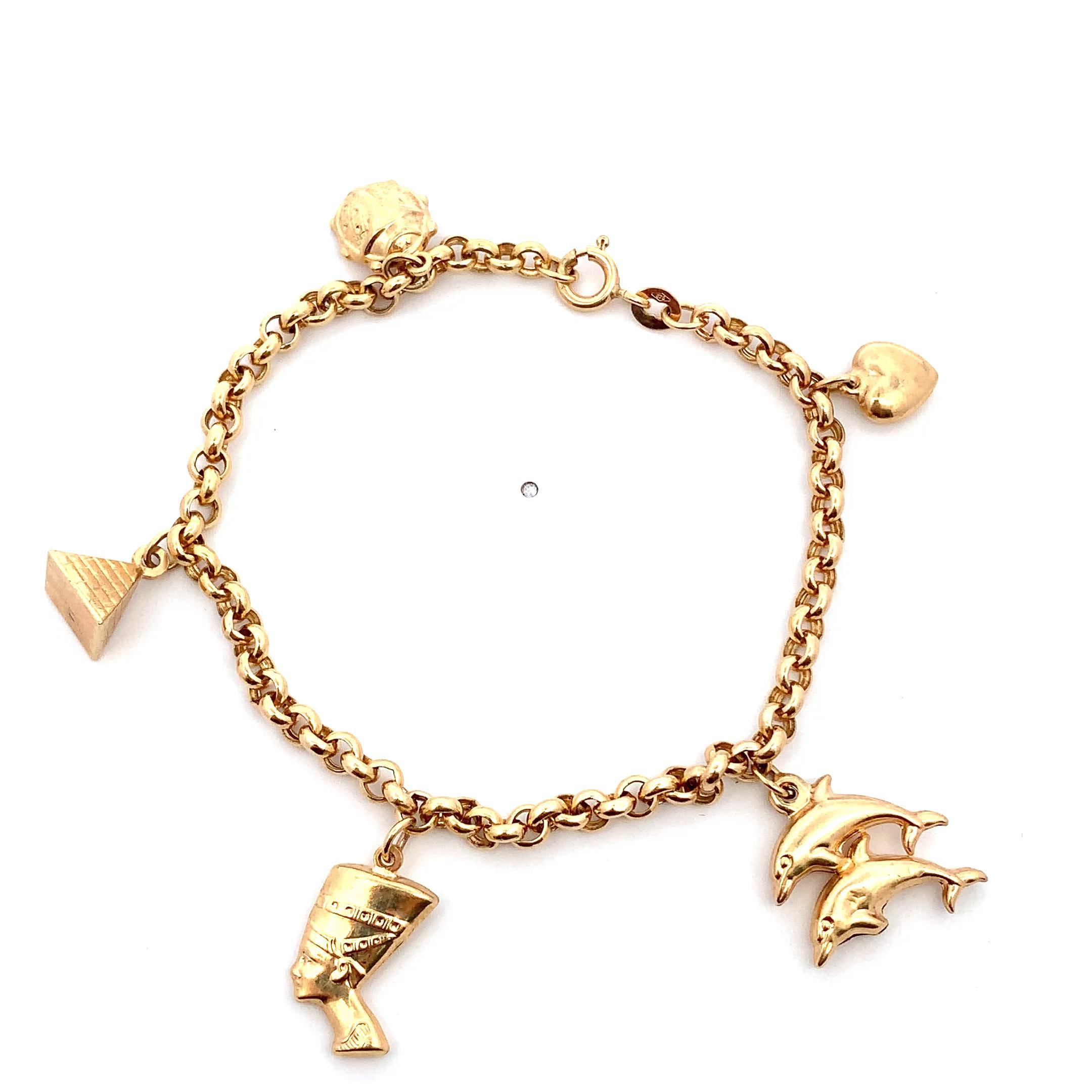 Bracciale charme vintage UnoAErre in oro giallo italiano in vendita 1
