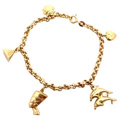 Vintage Unoaerre Italian yellow gold charm bracelet