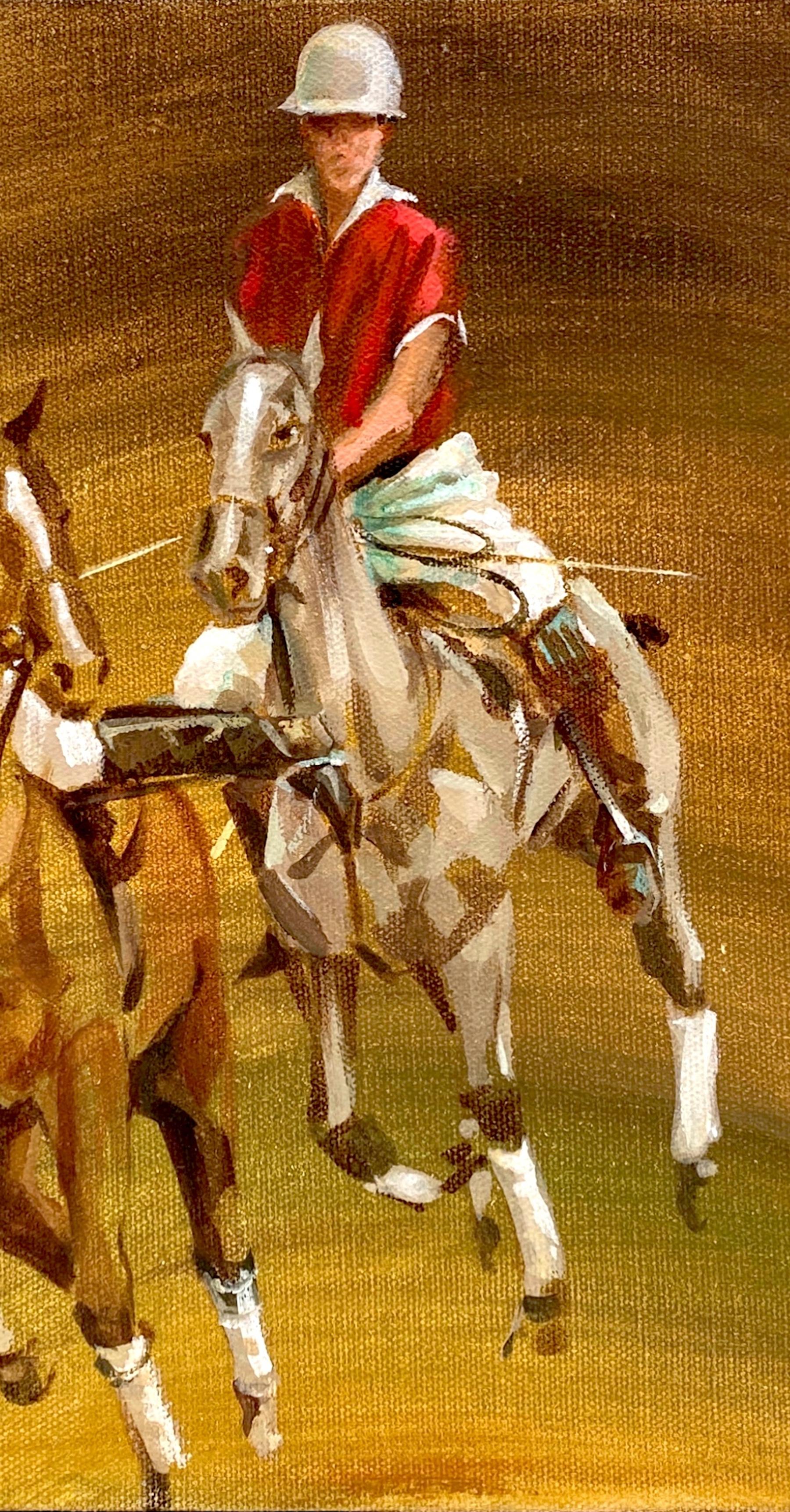 Vintage Unsigned American School Polo Painting, Unsigned, Circa 1970s  In Good Condition For Sale In West Palm Beach, FL