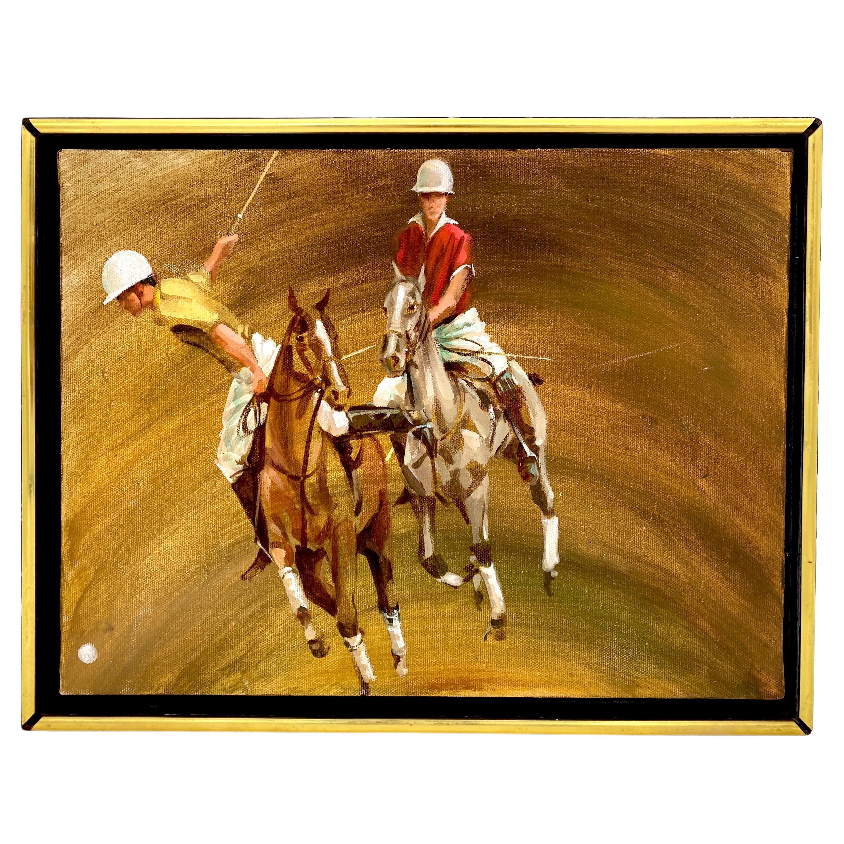 Vintage Unsigned American School Polo Painting, Unsigned, Circa 1970s  For Sale