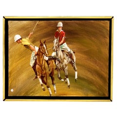 Vintage Unsigned American School Polo Painting, Unsigned, Circa 1970s