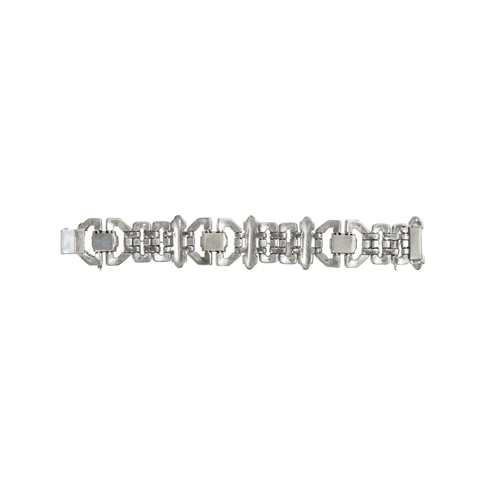 Vintage Unsigned  Diamante Art Deco Bracelet Circa en vente 11