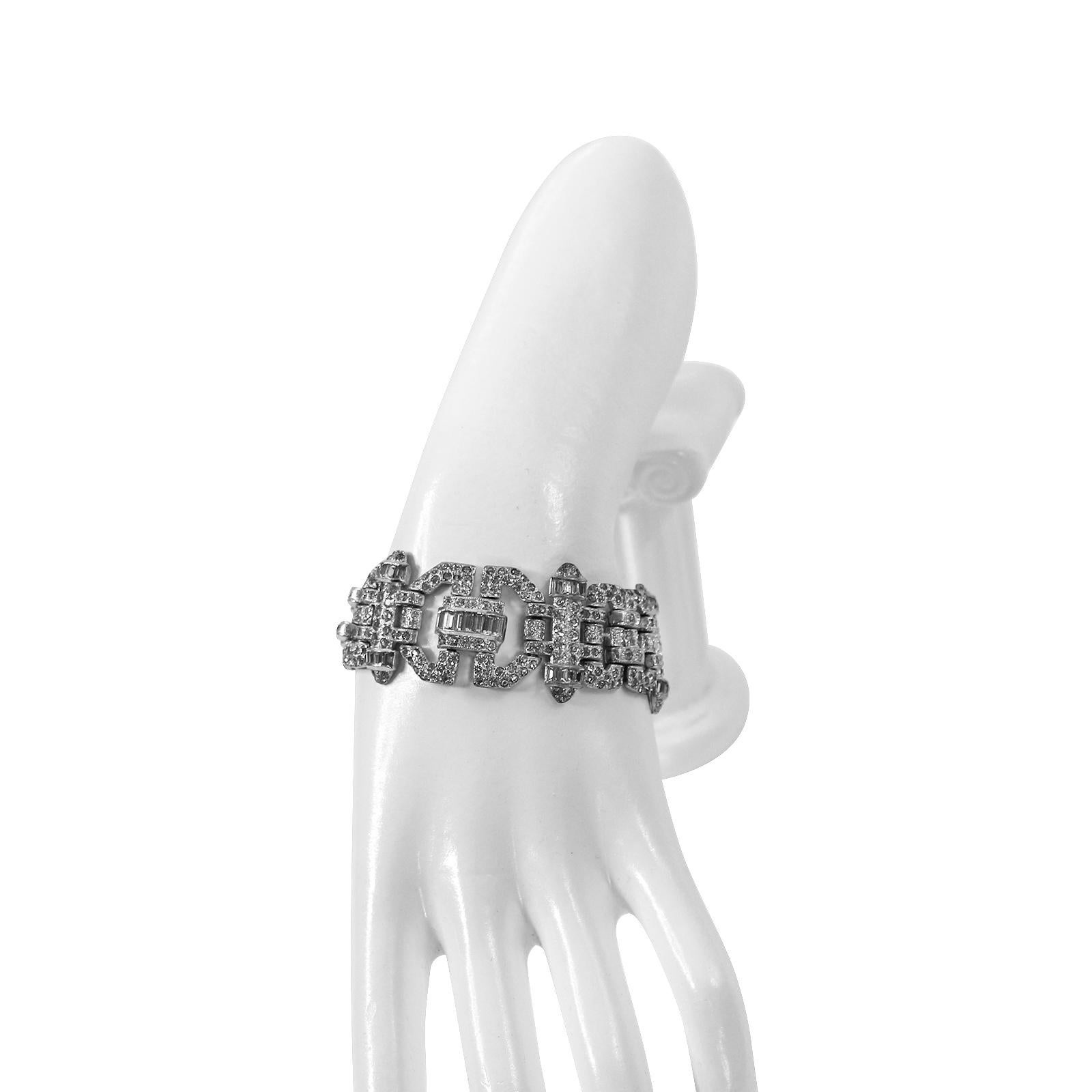 Vintage Unsigned  Diamante Art Deco Bracelet Circa en vente 2
