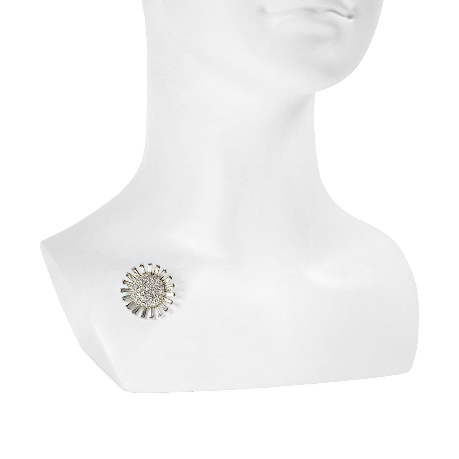 Broche vintage en forme de dôme en diamant non signée, années 1960 en vente 1