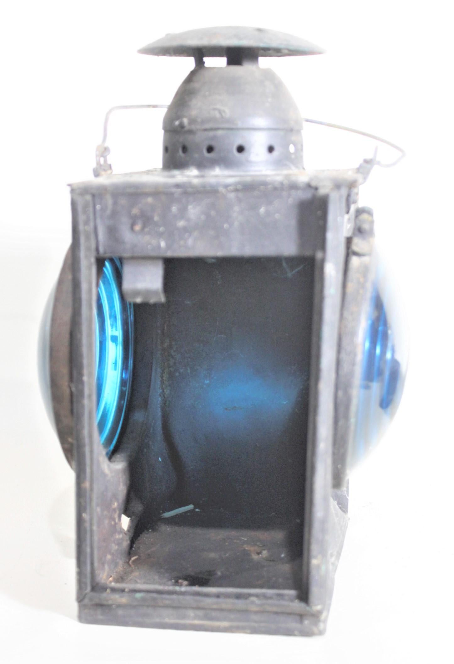 Steel Vintage Unsigned Dietz or Piper Styled Railroad Kerosene Signal Lantern & Burner
