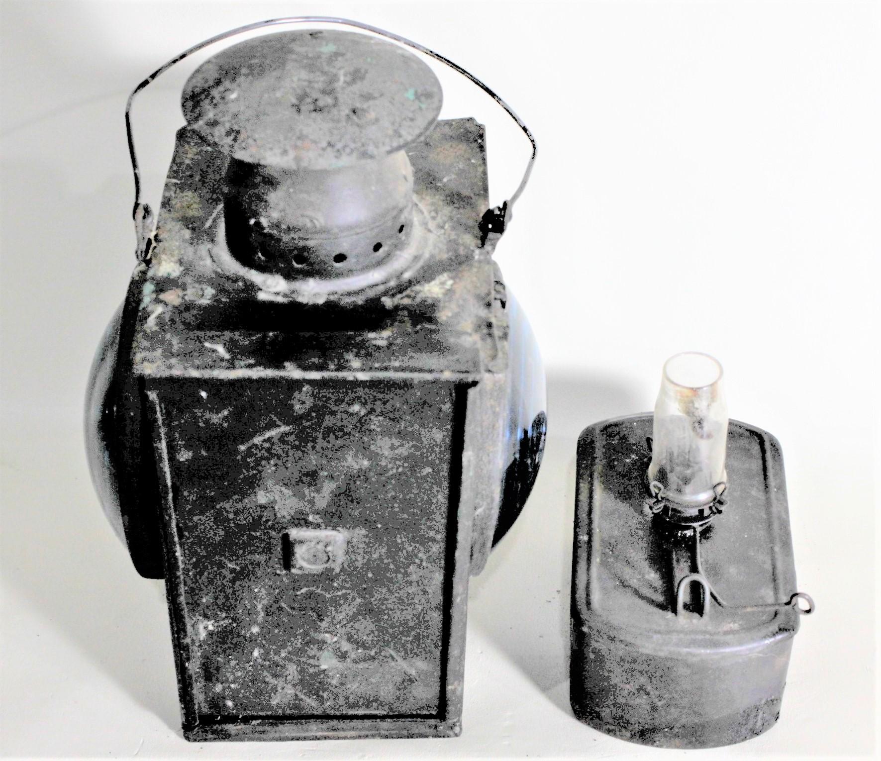 Machine-Made Vintage Unsigned Dietz or Piper Styled Railroad Kerosene Signal Lantern & Burner