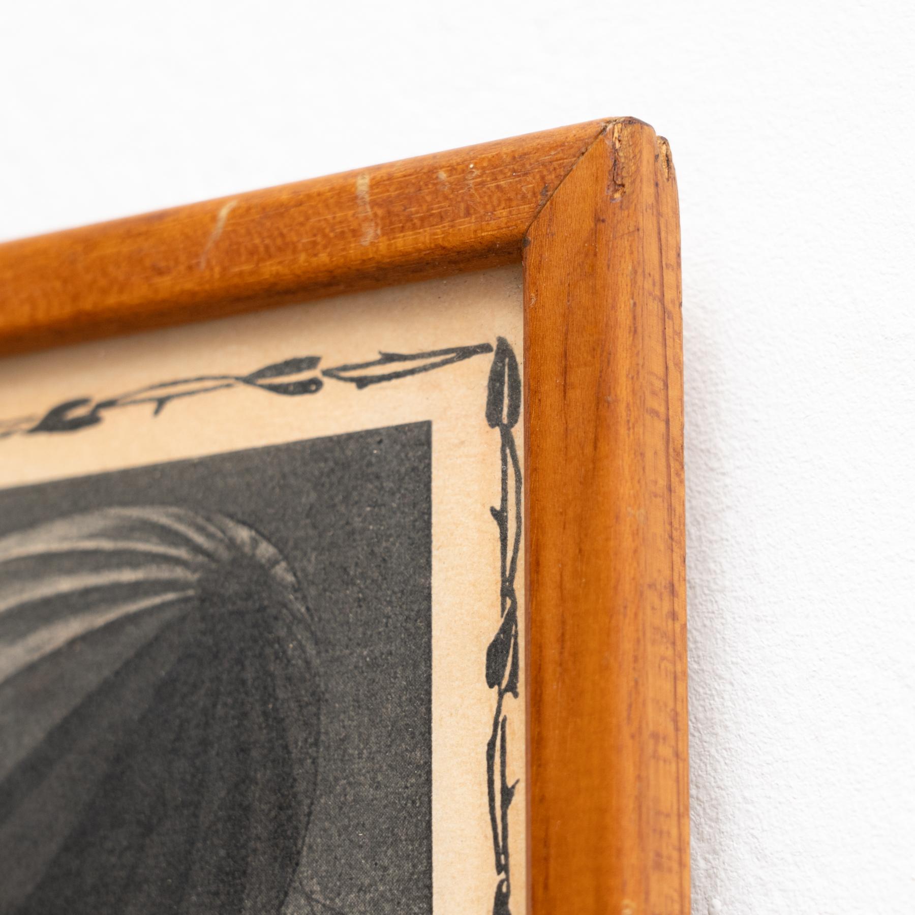 Opera d'arte vintage non firmata con cornice, circa 1950 in vendita 4