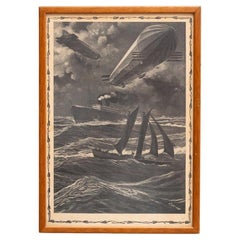 Vintage Framed Artwork, Mid-Century Modern, Spain, 1920s