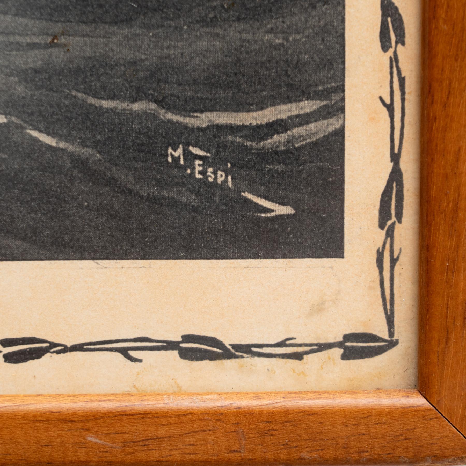 Opera d'arte vintage non firmata con cornice, circa 1950 in vendita 1