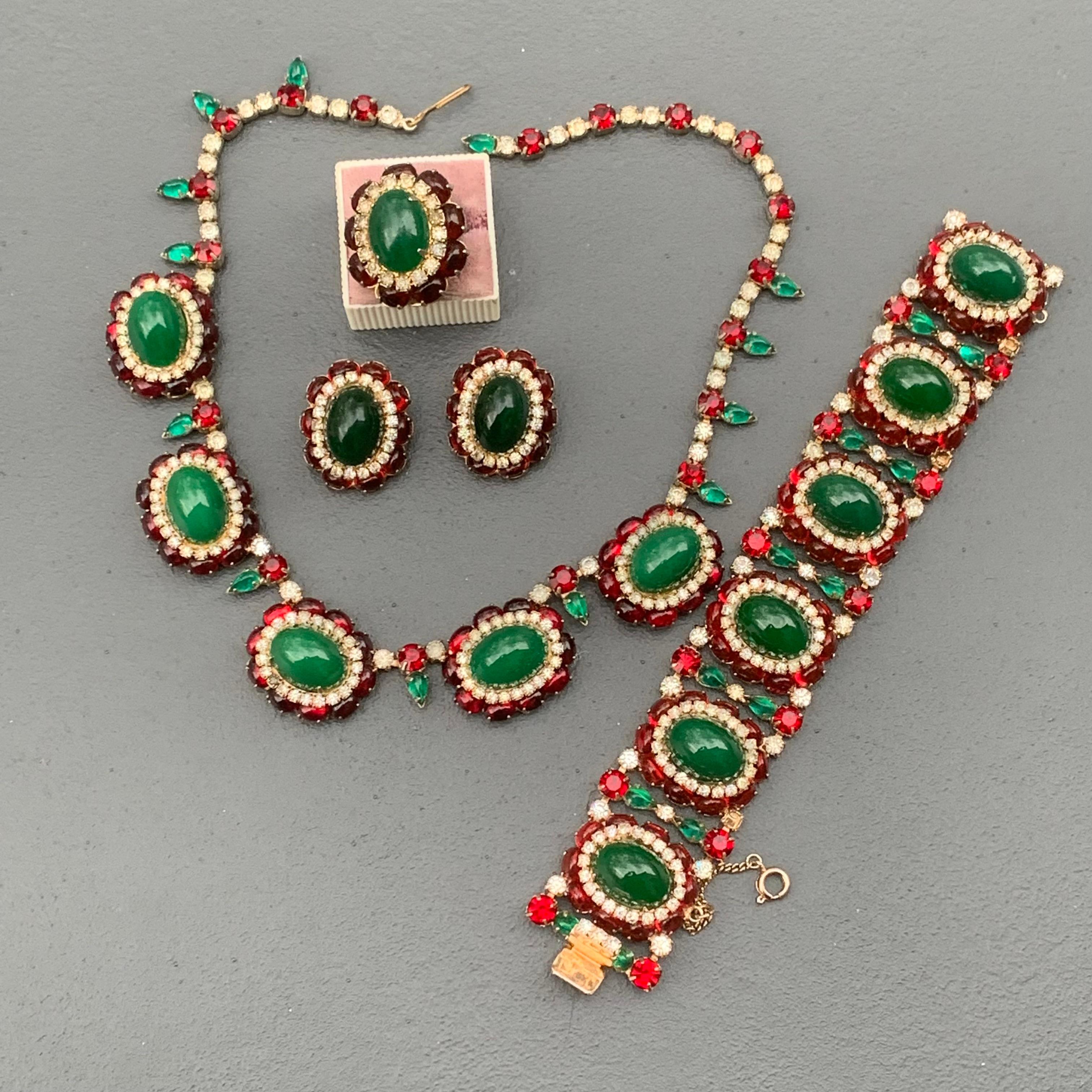 emerald necklace earrings bracelet