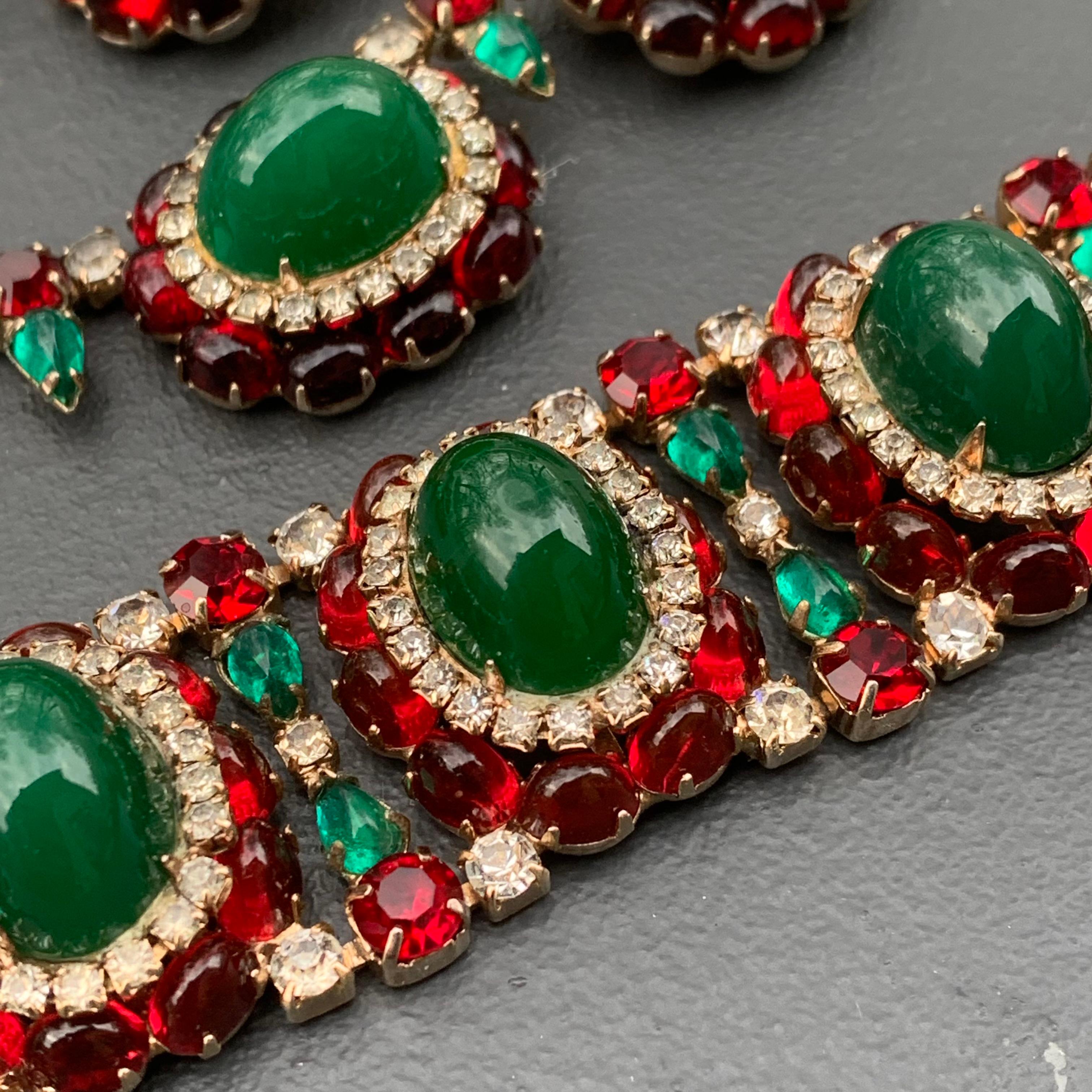 Women's or Men's Vintage Unsigned Hattie Carnegie Necklace Earrings bracelet and Ring  Parure