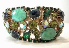 Vintage Unsigned Schreiner Multi-Color Crystals Bracelet