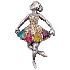 Vintage Unsigned Sterling Brooch Ballerina