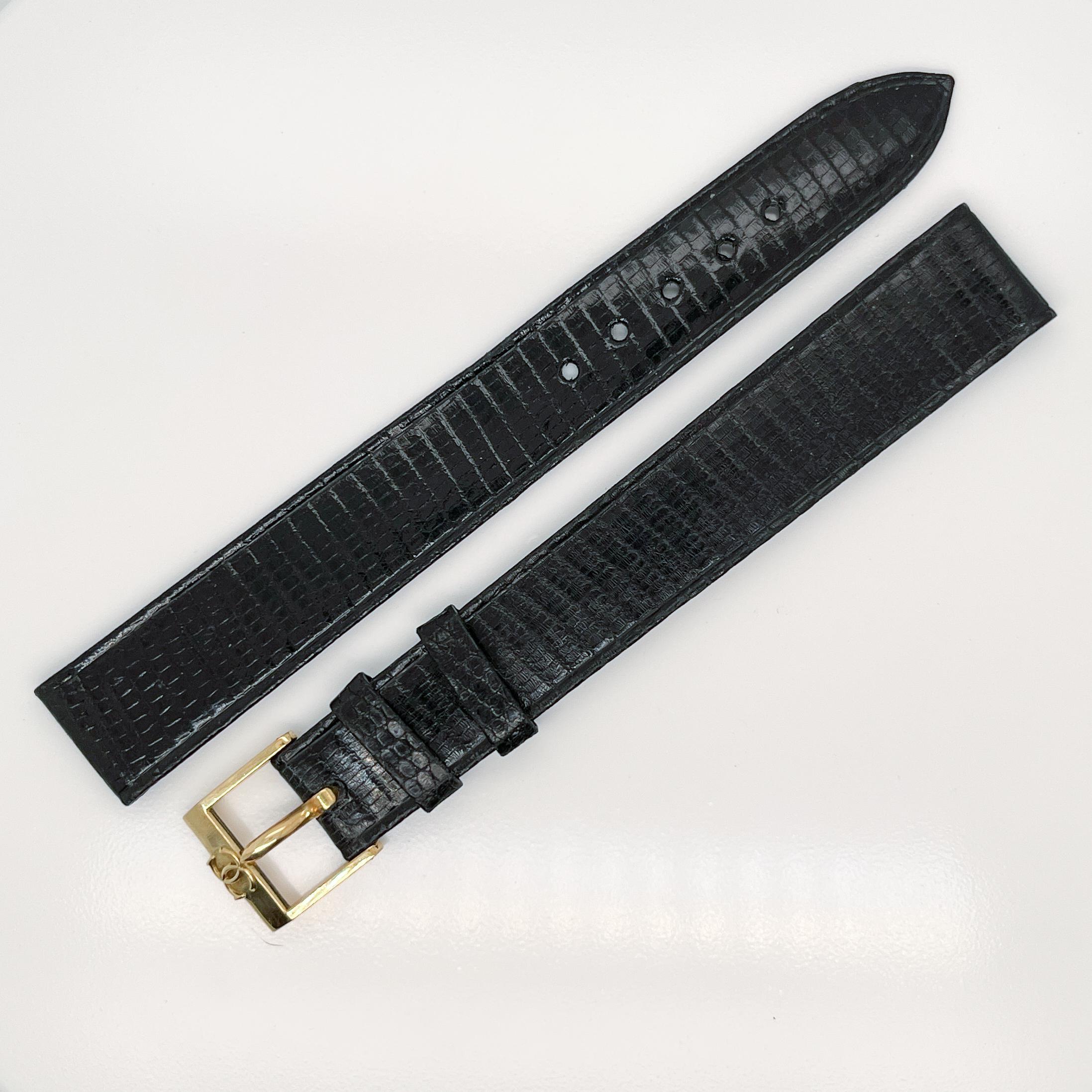 A very fine vintage unused Cartier 18 karat gold and leather wrist watch band.

With a dark brown leather alligator skin pattern. 

The buckle has the mirrored C Cartier signature logo.

Simply a great watch band!

Date:
20th Century

Overall