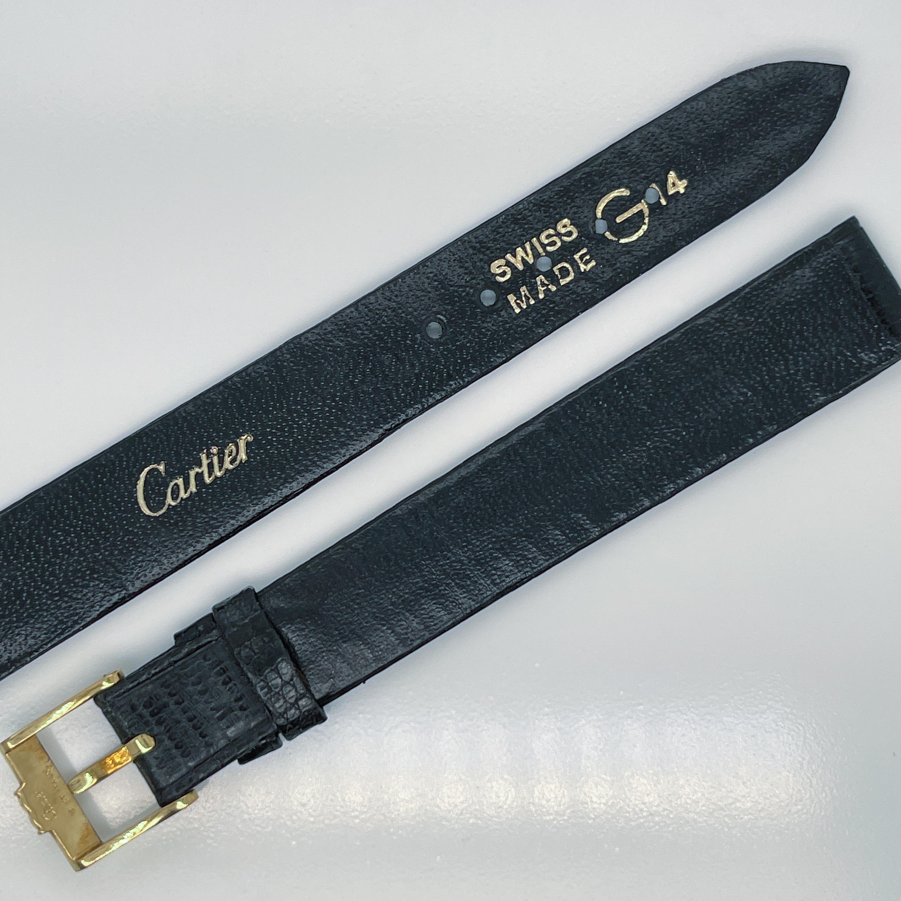 Vintage Unused Cartier 18 Karat Gold & 14mm Leather Wrist Watch Band In Good Condition For Sale In Philadelphia, PA