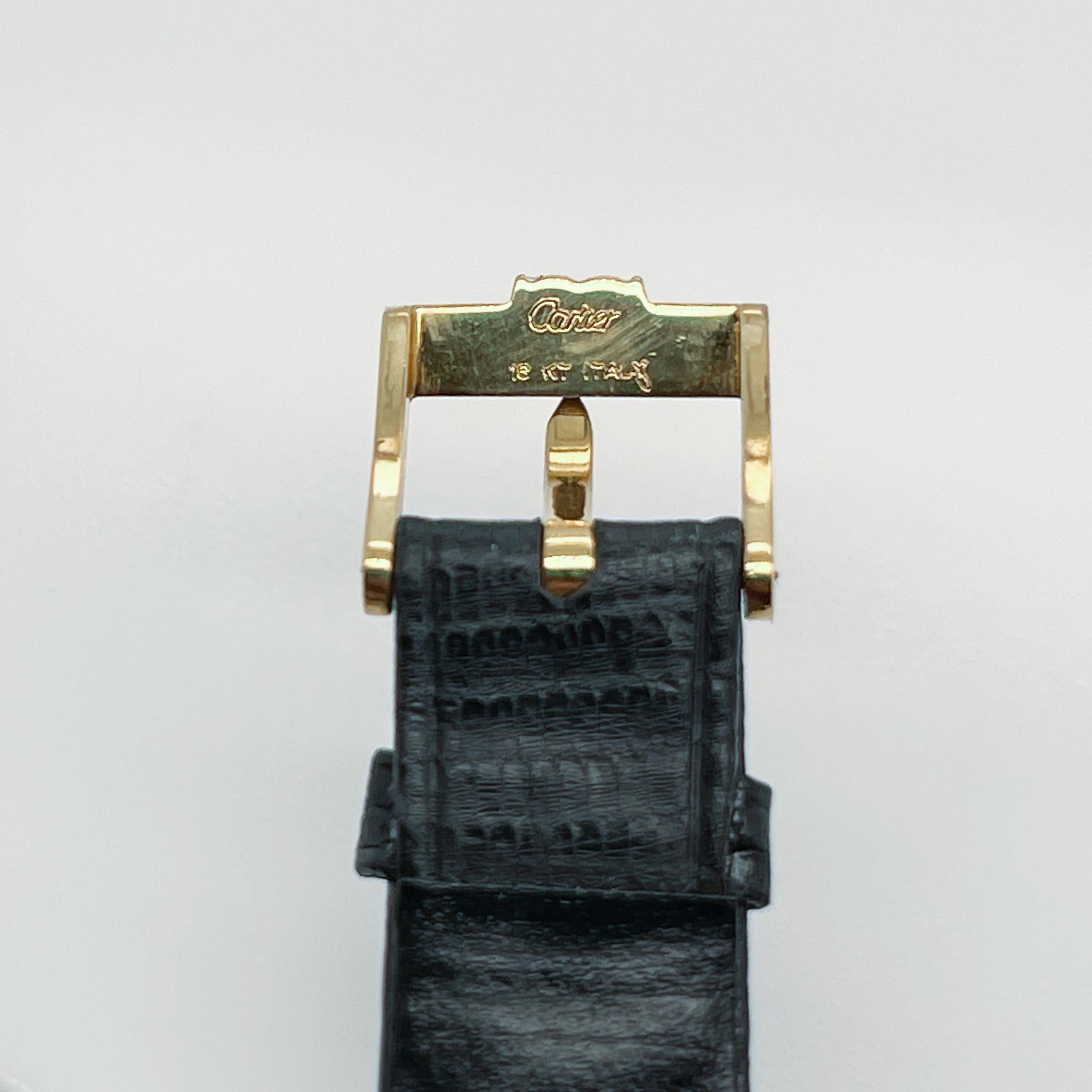 Vintage Unused Cartier 18 Karat Gold & 14mm Leather Wrist Watch Band For Sale 1