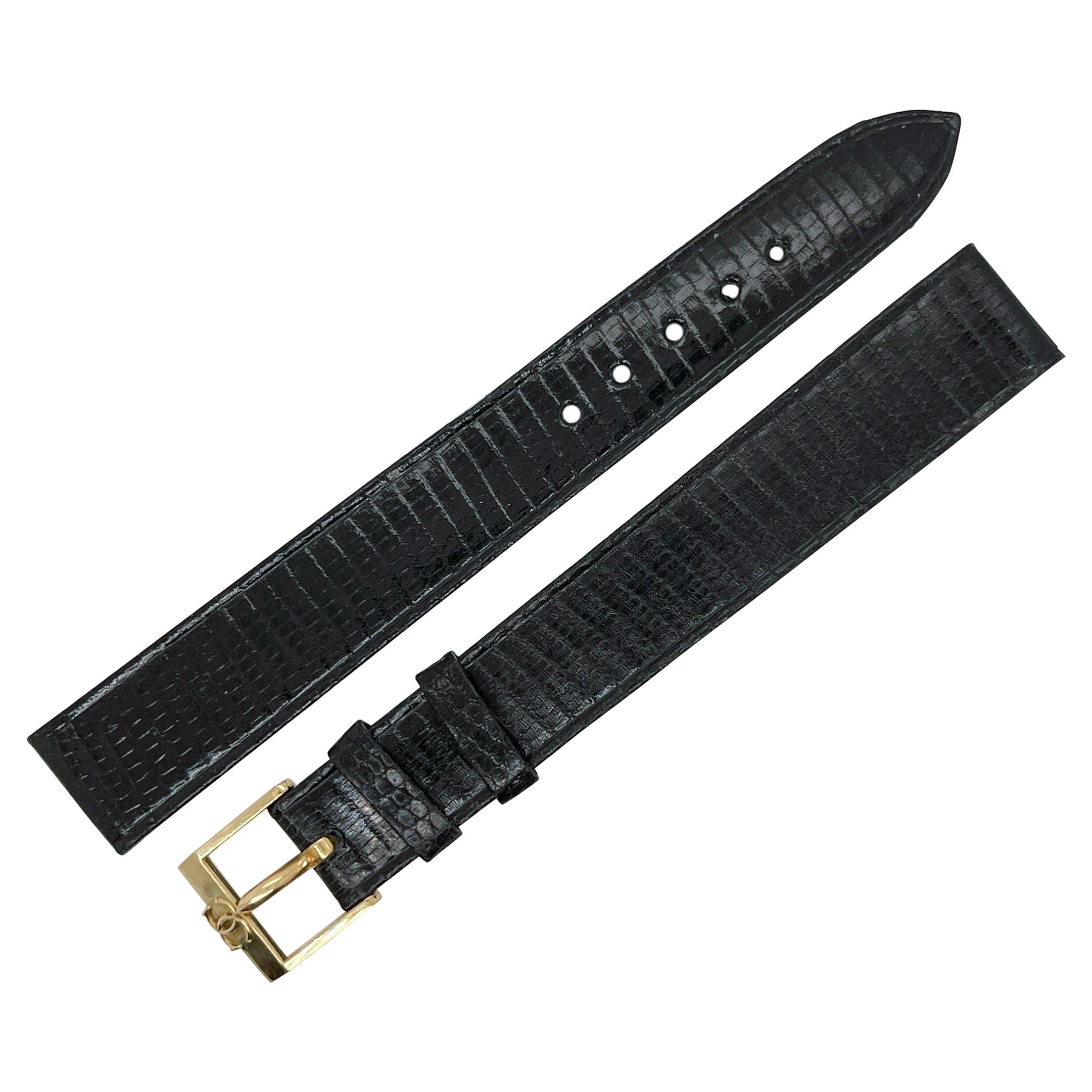 Cartier Montre-bracelet vintage non utilisée, en or 18 carats et cuir 14 mm