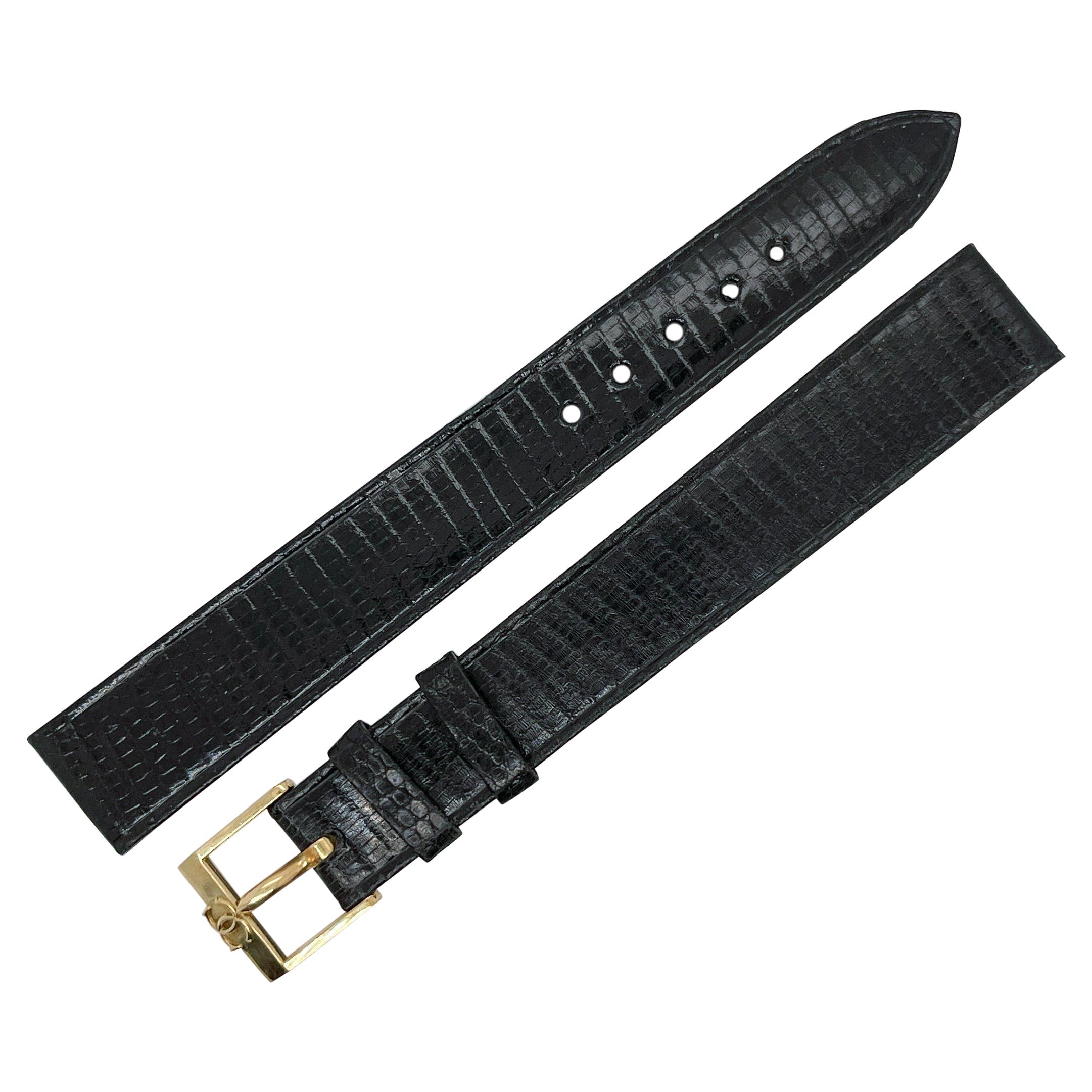 Vintage Unused Cartier 18 Karat Gold & 14mm Leather Wrist Watch Band For Sale