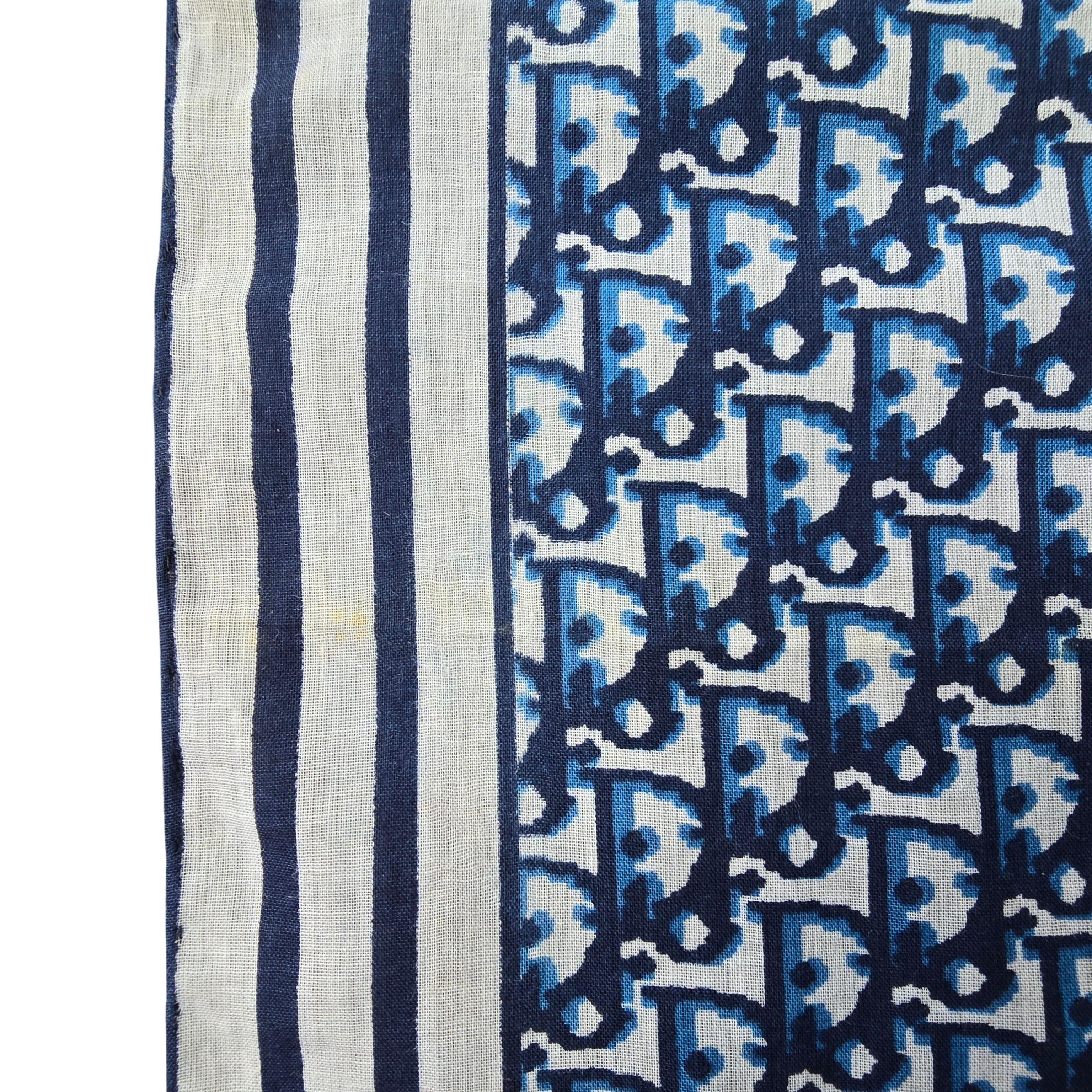 Vintage Unused Christian Dior Silk Square Scarf Bandana in Blue Dior Monogram For Sale 1