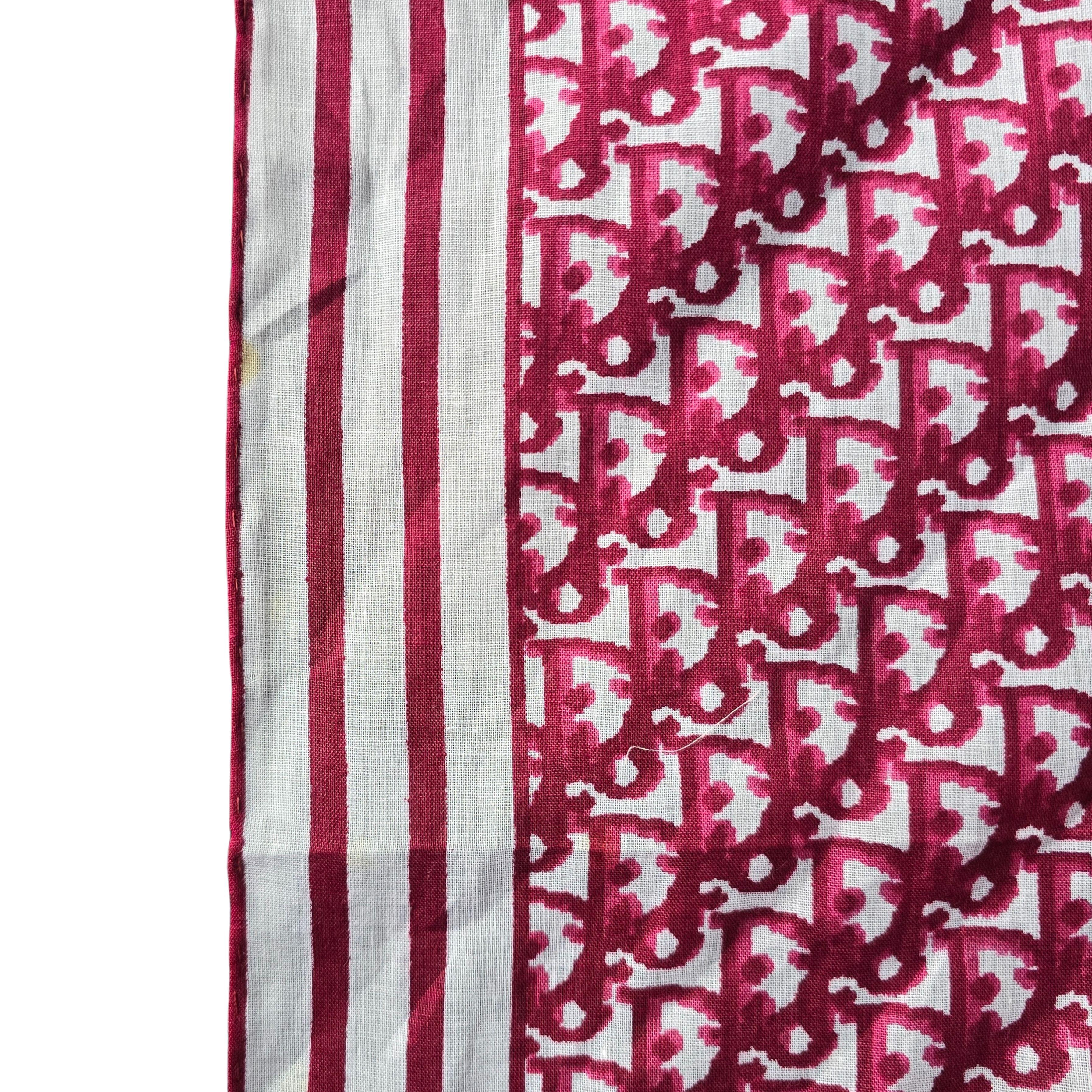 Vintage Unused Christian Dior Silk Square Scarf Bandana in Red Dior Monogram For Sale 2