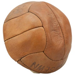 Vintage Unused Leather 12 Panel Football, Soccer Ball