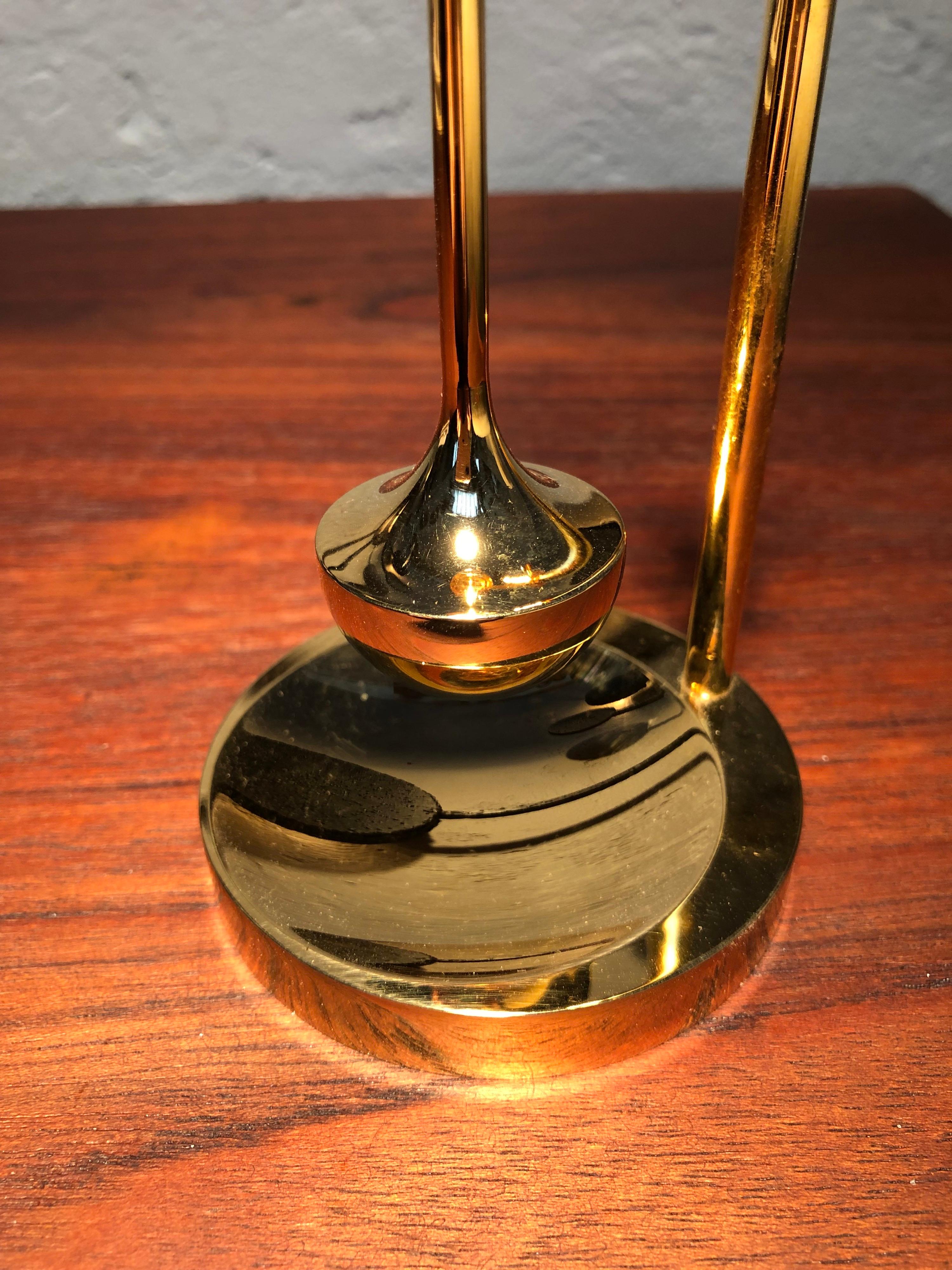 Mid-Century Modern Vintage Unused Oil Lamp by Ilse Ammonsen in 24-Carat Gold Plate