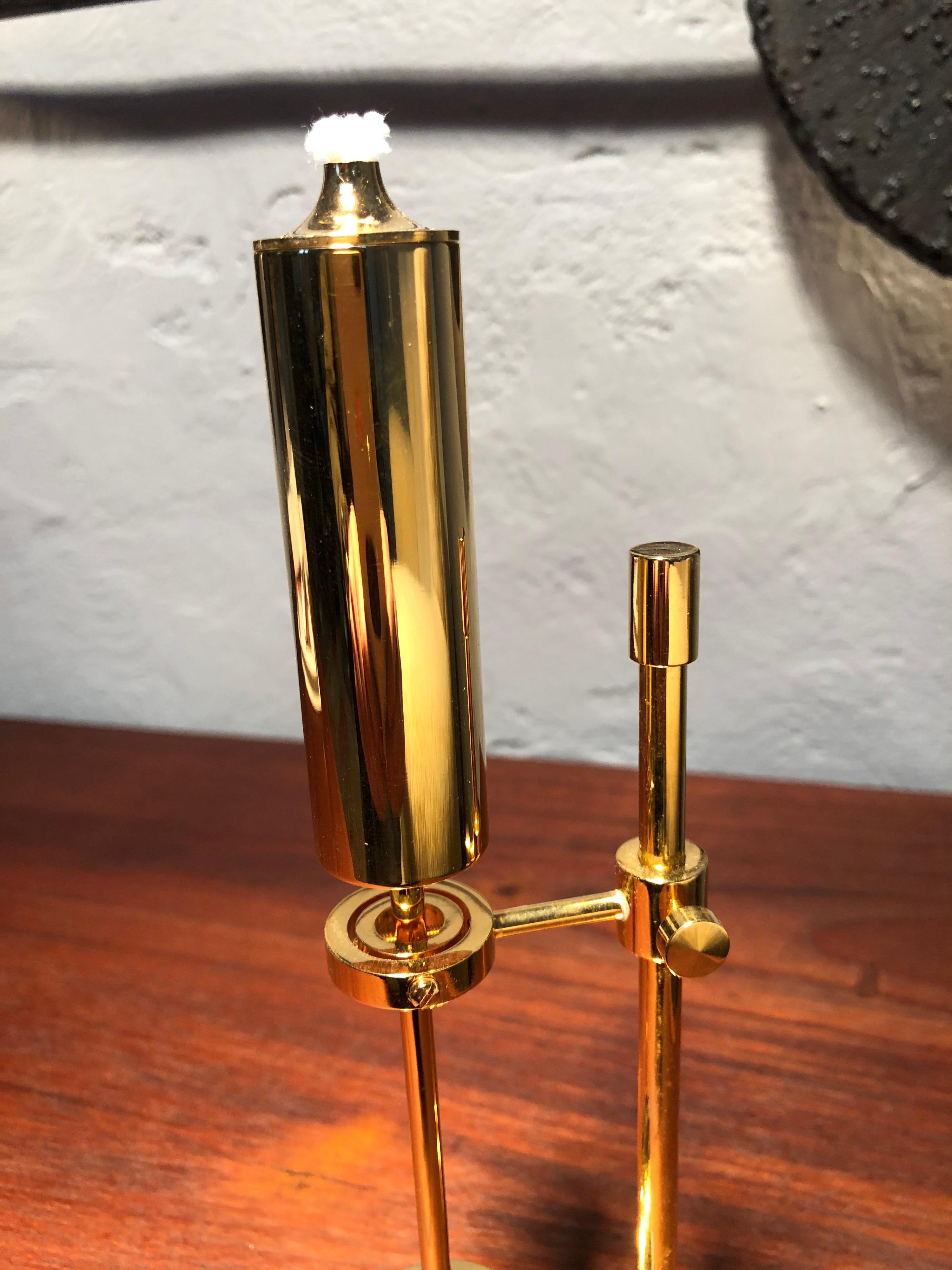 Danish Vintage Unused Oil Lamp by Ilse Ammonsen in 24-Carat Gold Plate