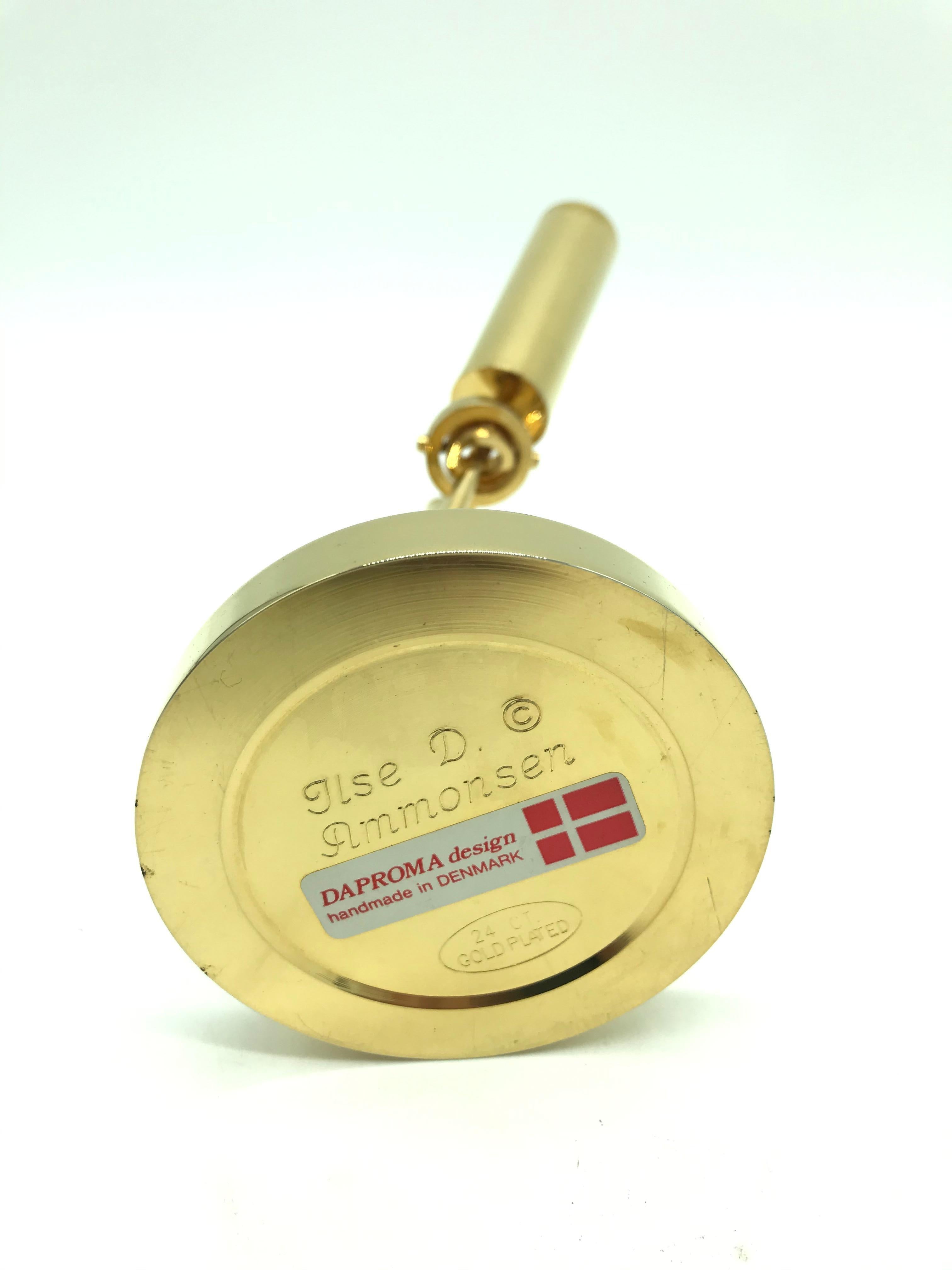 Vintage Unused Oil Lamp by Ilse Ammonsen in 24-Carat Gold Plate In Good Condition In Søborg, DK