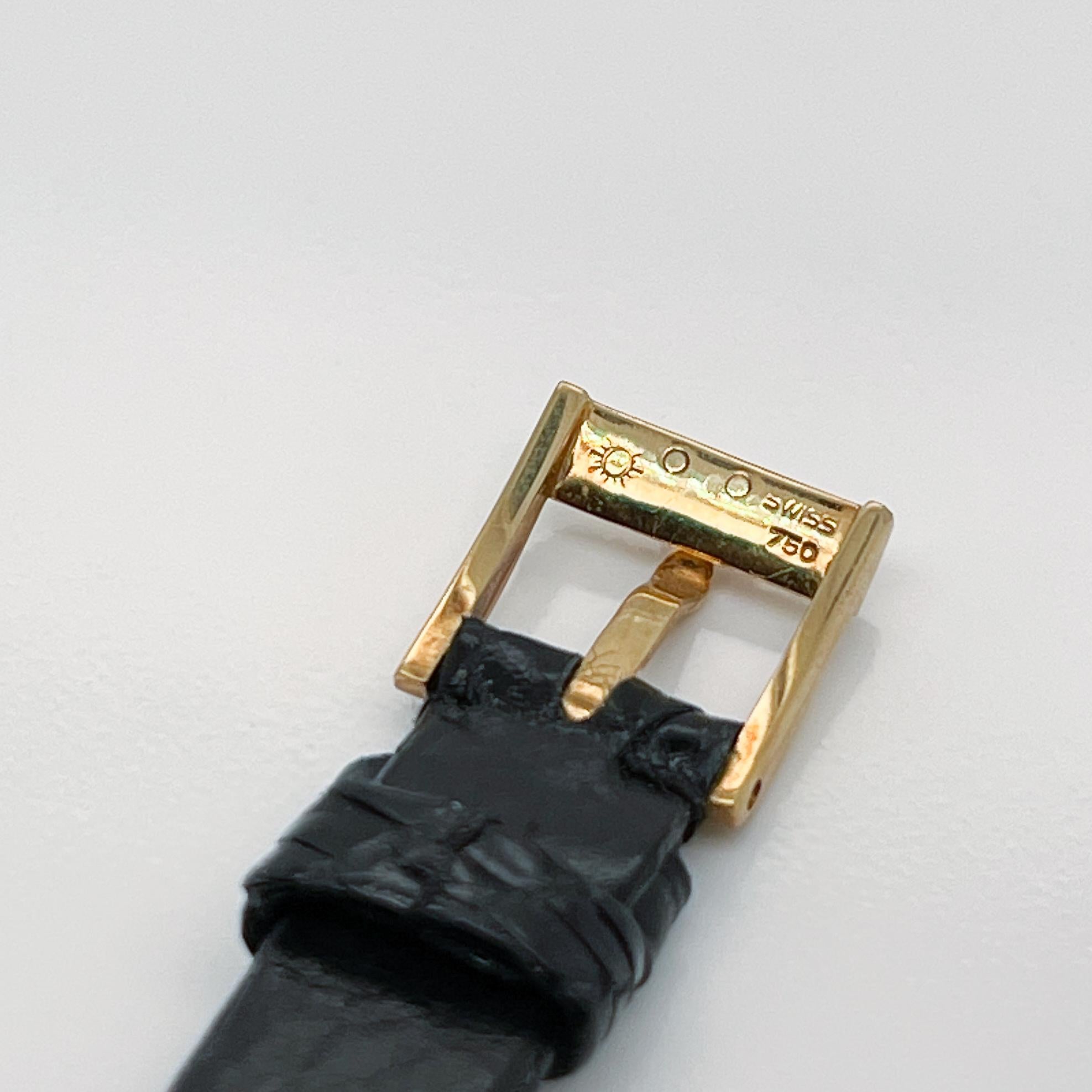 Vintage Unused Piaget 18 Karat Gold & 9mm Leather Wrist Watch Band For Sale 3