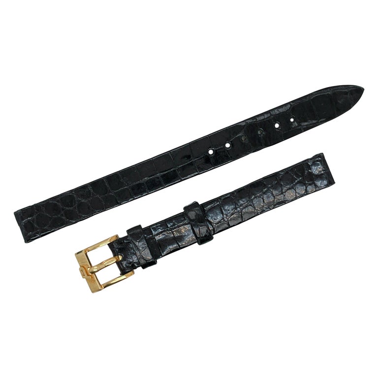 Vintage Unused Piaget 18 Karat Gold and 9mm Leather Wrist Watch Band