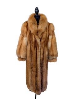 ~Vintage unused Red Fox Fur Coat puff sleeves large shoulders (Size 6 - S)