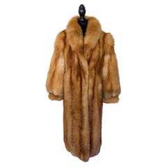 ~Vintage unused Red Fox Fur Coat puff sleeves large shoulders (Size 6 - S)