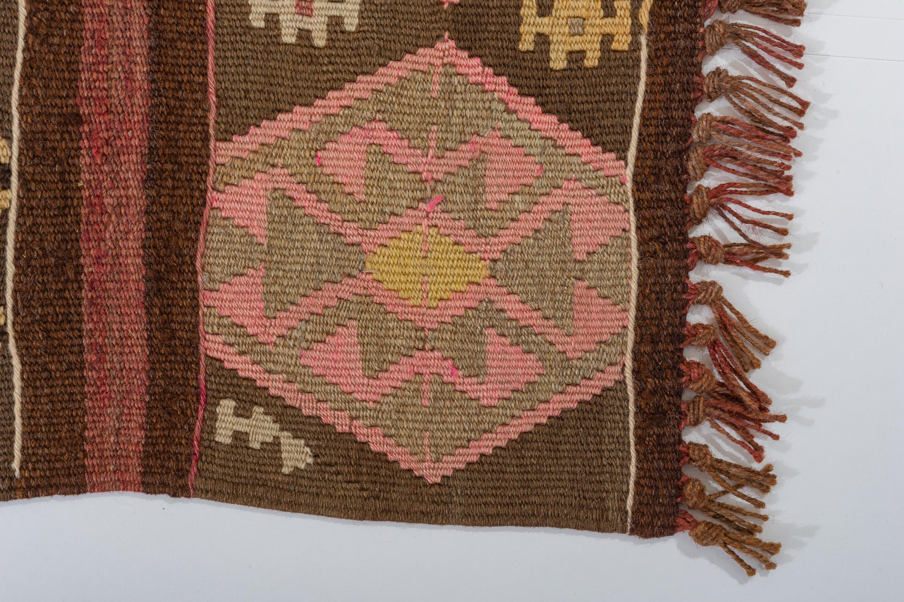 20th Century Vintage Unusual Nomadic Kilim Kazman For Sale