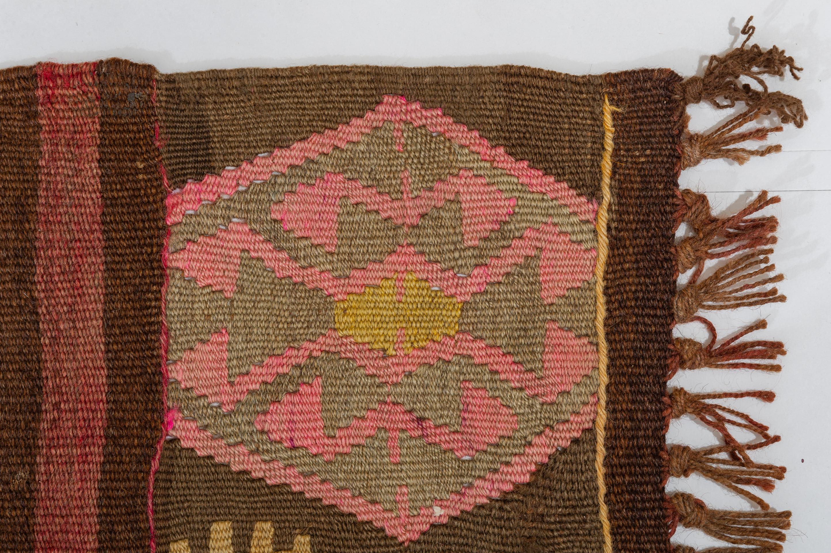 Wool Vintage Unusual Nomadic Kilim Kazman For Sale