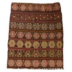 Vintage Unusual Nomadic Kilim Kazman