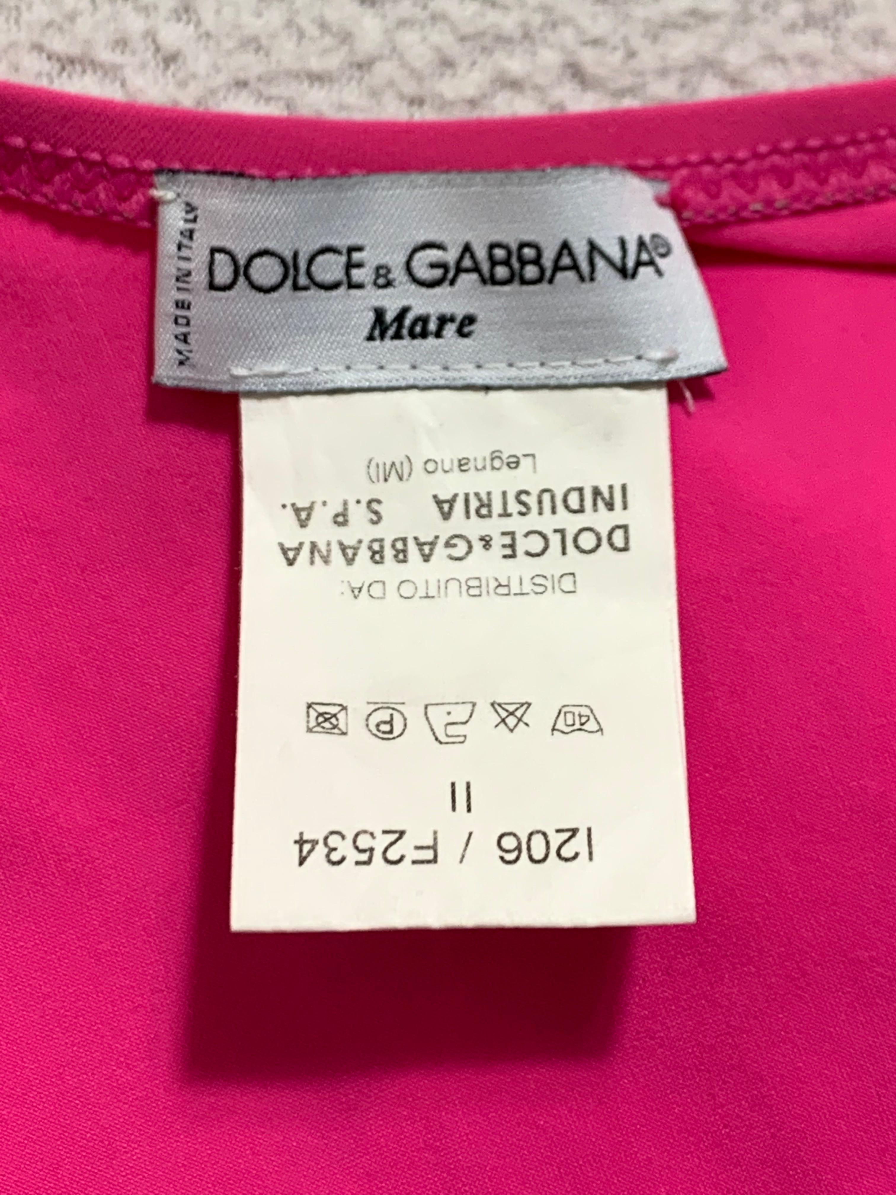 Vintage Unworn 1990's Dolce & Gabbana Plunging Backless Hot Pink Swimsuit In New Condition In Yukon, OK