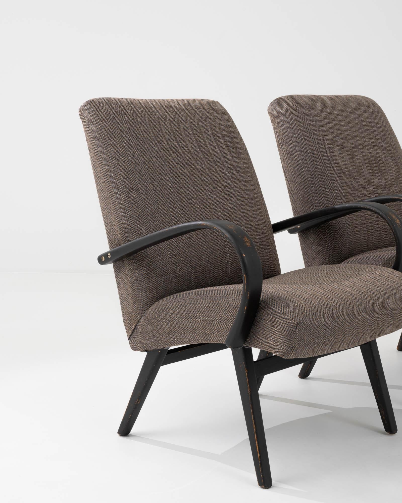 Vintage Upholstered Armchairs Designed by Jindřich Halabala, a Pair For Sale 2
