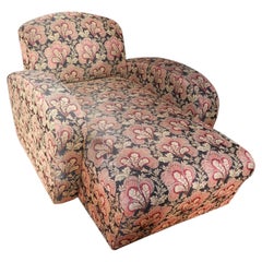 Vintage gepolsterte Chaiselounge mit botanischem Stoff