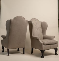 Vintage Chaises Wingback Style Upholstering, Fin des années 1800