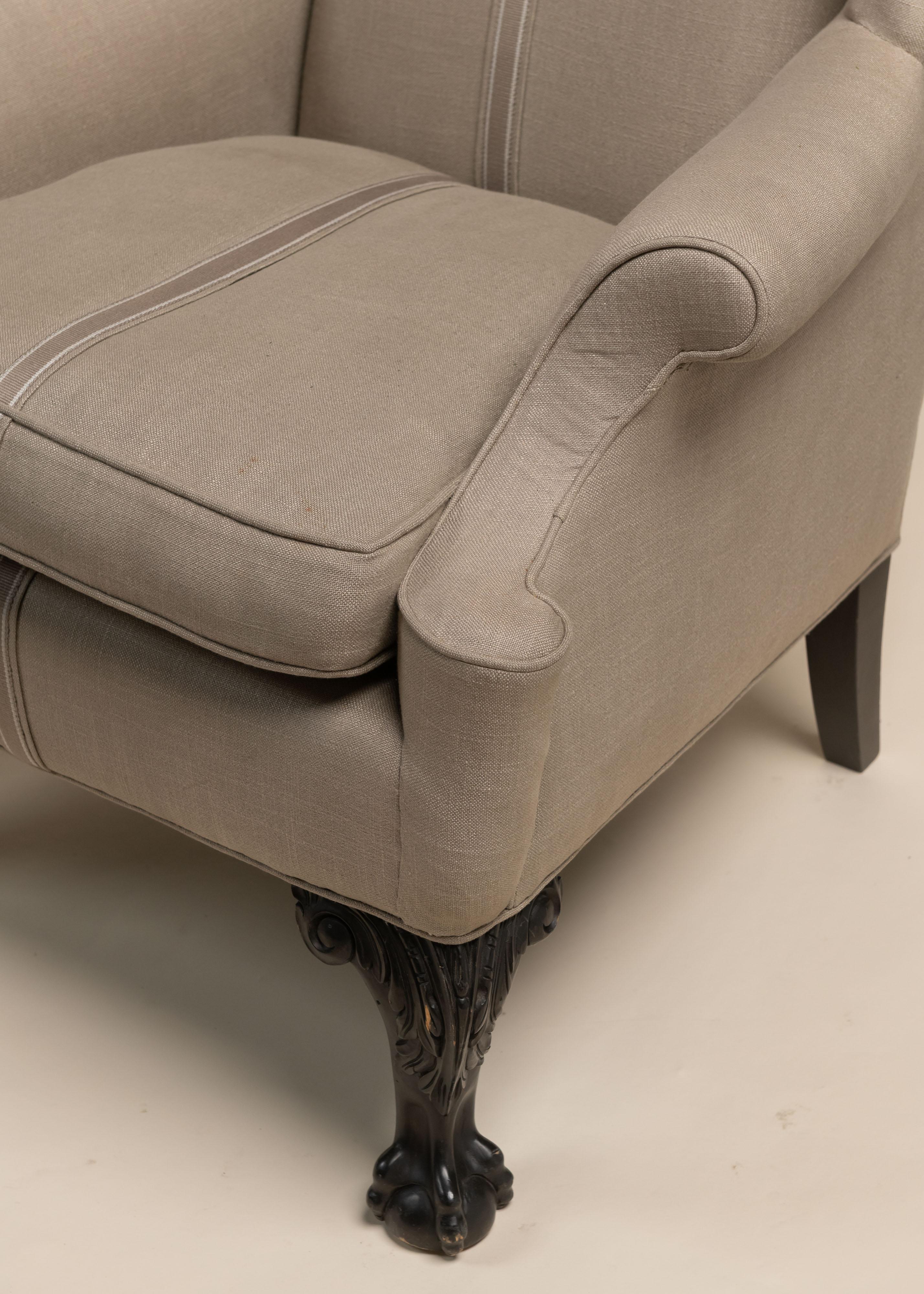 Vintage Upholstered Chippendale Style Wingback Chairs, Late 1800s in vendita 1