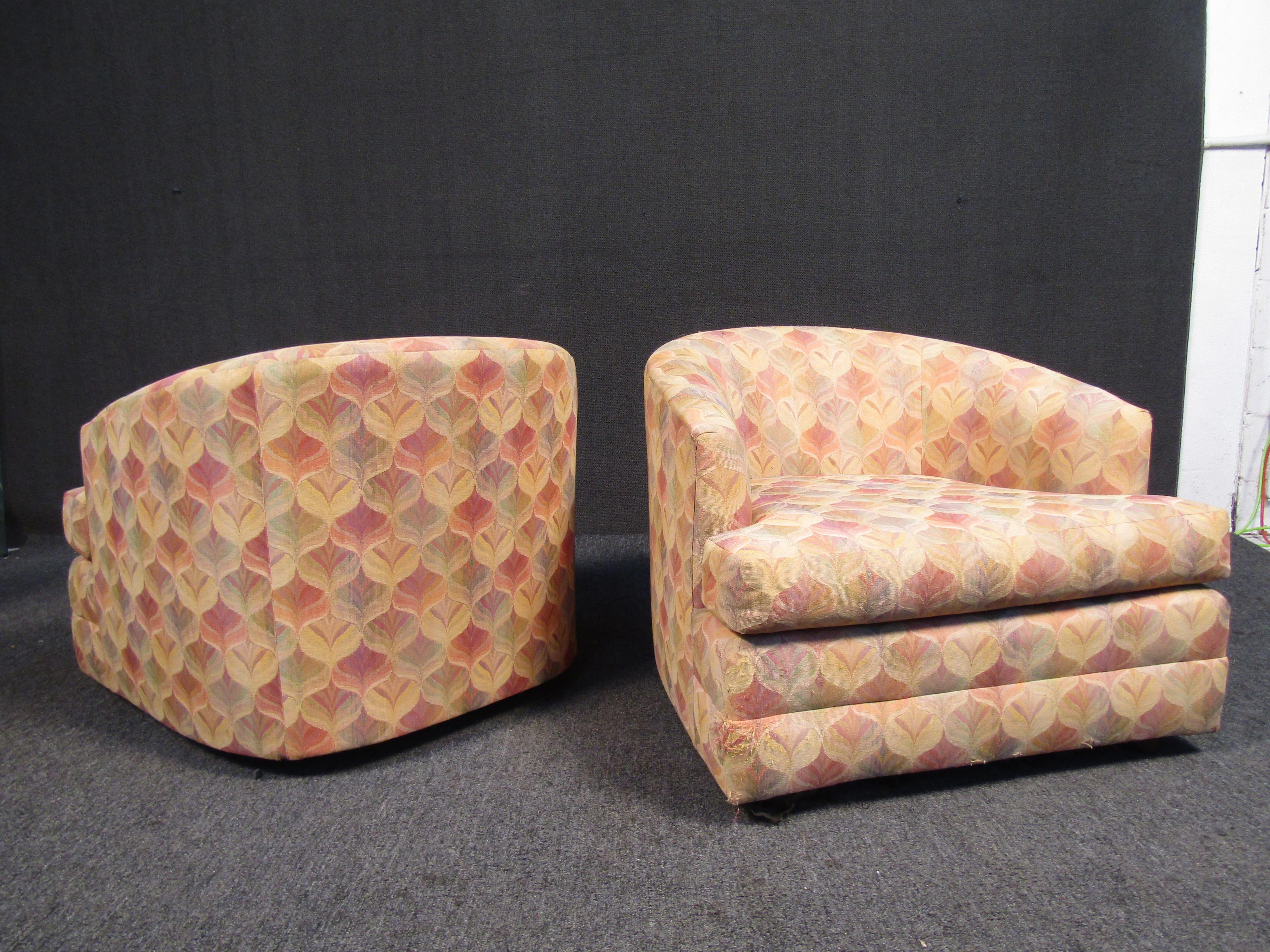 Vintage Upholstered Lounge Chairs For Sale 1