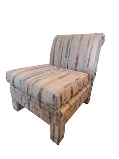 Vintage Upholstered Mid-Century Modern Sofa Chair with Ottoman