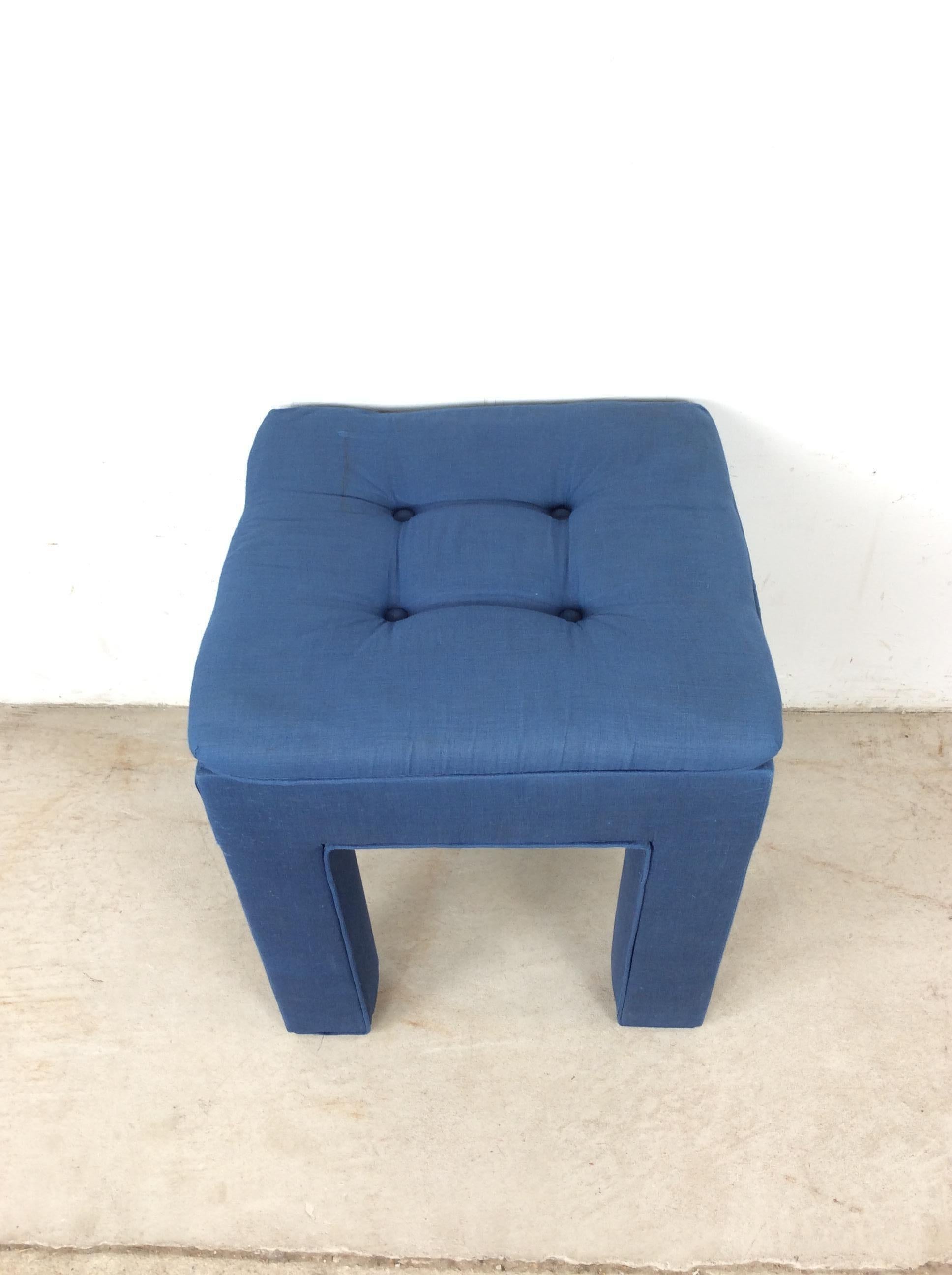 Art déco Vintage Upholstered Parsons Style Stool with Tufted Seat en vente